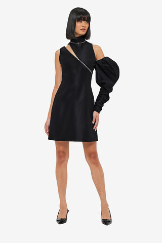 Exclusive LEO LIN Beau One Shoulder Mini Dress - Ebony