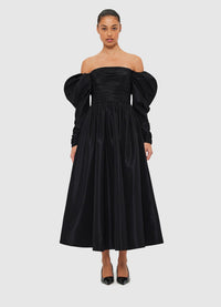 Exclusive Leo Lin Madison Bustier Midi Dress - Ebony