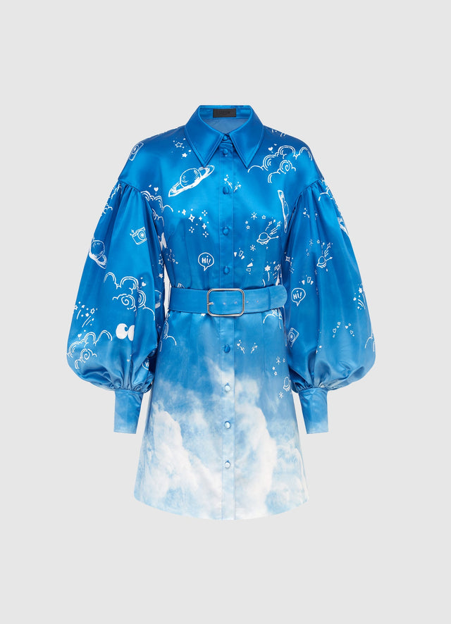 Exclusive Leo Lin Juliana Shirt Mini Dress - Aerial Print