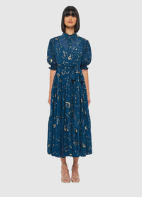 Exclusive Leo Lin Ellie Bishop Sleeve Midi Dress - Celestial Print