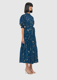 Exclusive Leo Lin Ellie Bishop Sleeve Midi Dress - Celestial Print