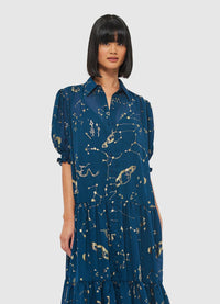 Exclusive Leo Lin Ellie Bishop Sleeve Midi Dress - Celestial Print