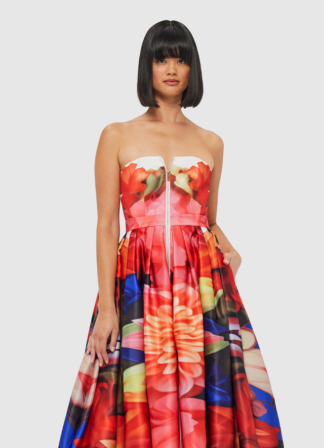 Exclusive Leo Lin Norine Bustier Midi Dress - Kaleidoscope Print