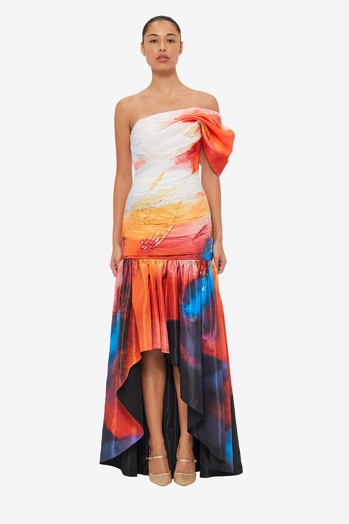 Exclusive LEO LIN Elsa One Shoulder Gown - Reminiscence Print