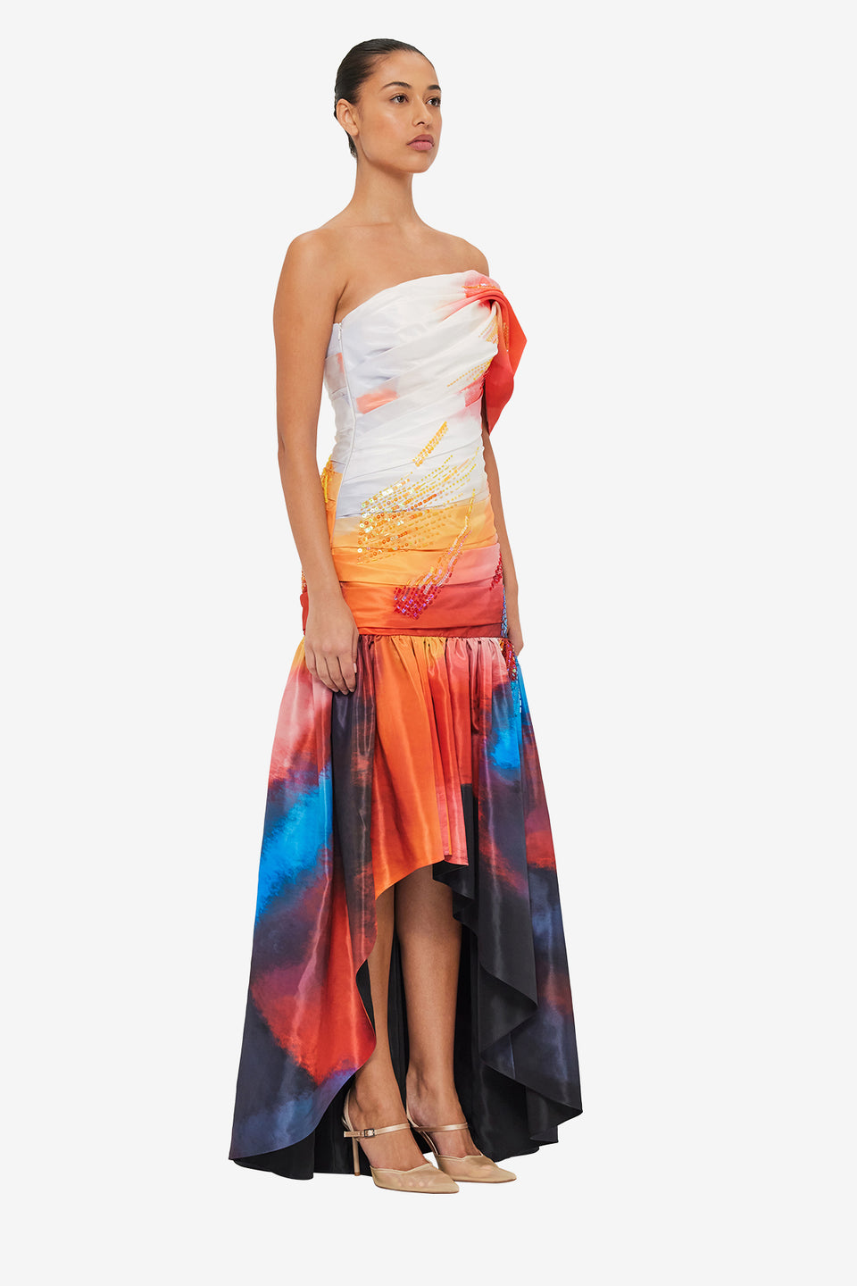 Exclusive LEO LIN Elsa One Shoulder Gown - Reminiscence Print