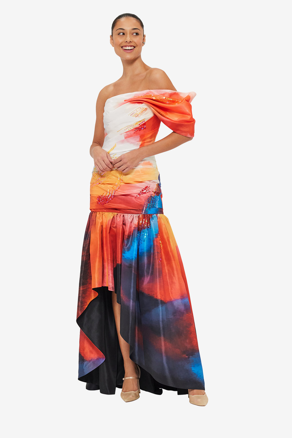 Exclusive LEO LIN Elsa One Shoulder Gown - Reminiscence Print