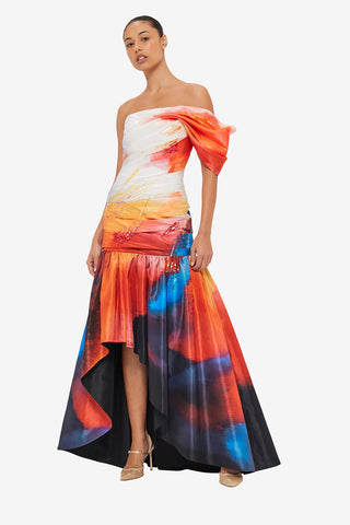 Exclusive LEO LIN Elsa One Shoulder Gown - Reminiscence Print
