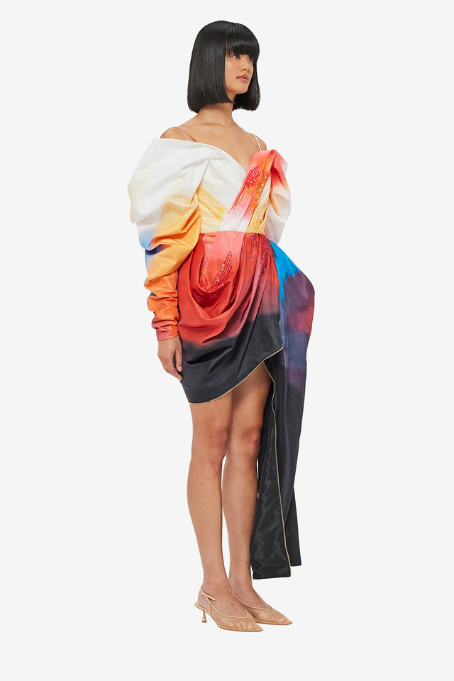 Exclusive LEO LIN Danielle Draped Mini Dress - Reminiscence Print