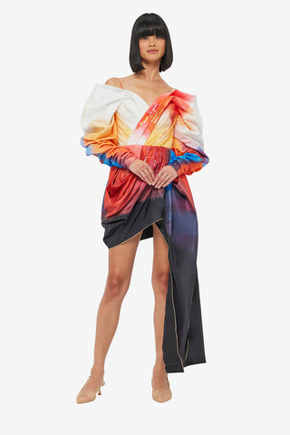 Exclusive LEO LIN Danielle Draped Mini Dress - Reminiscence Print