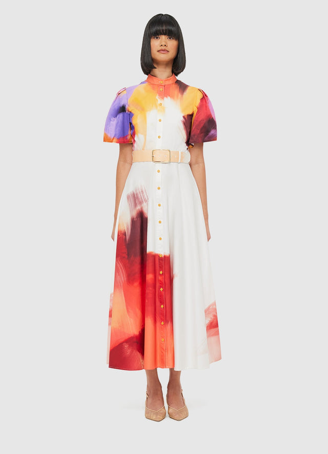 Exclusive Leo Lin Bianca Short Sleeve Midi Dress - Reminiscence Print