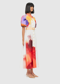 Exclusive Leo Lin Bianca Short Sleeve Midi Dress - Reminiscence Print