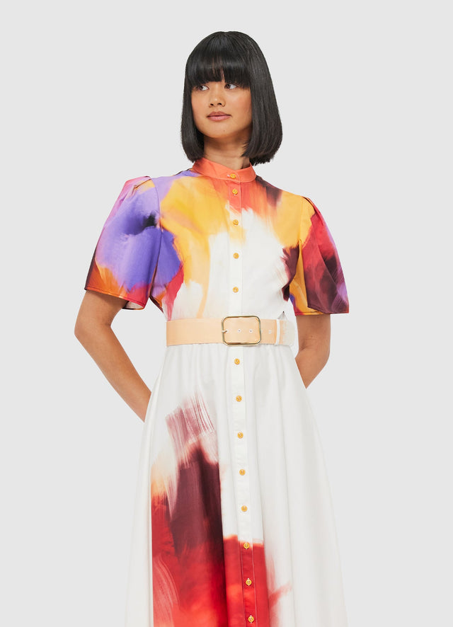 Exclusive Leo Lin Bianca Short Sleeve Midi Dress - Reminiscence Print