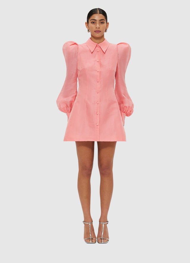 Exclusive Leo Lin Lana Structured Shoulder Mini Dress - Strawberry Pink