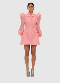 Exclusive Leo Lin Lana Structured Shoulder Mini Dress - Strawberry Pink