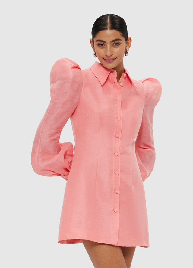 Exclusive Leo Lin Lana Structured Shoulder Mini Dress - Strawberry Pink