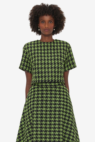 Exclusive LEO LIN Indie Tweed Sleeve Top - Houndstooth