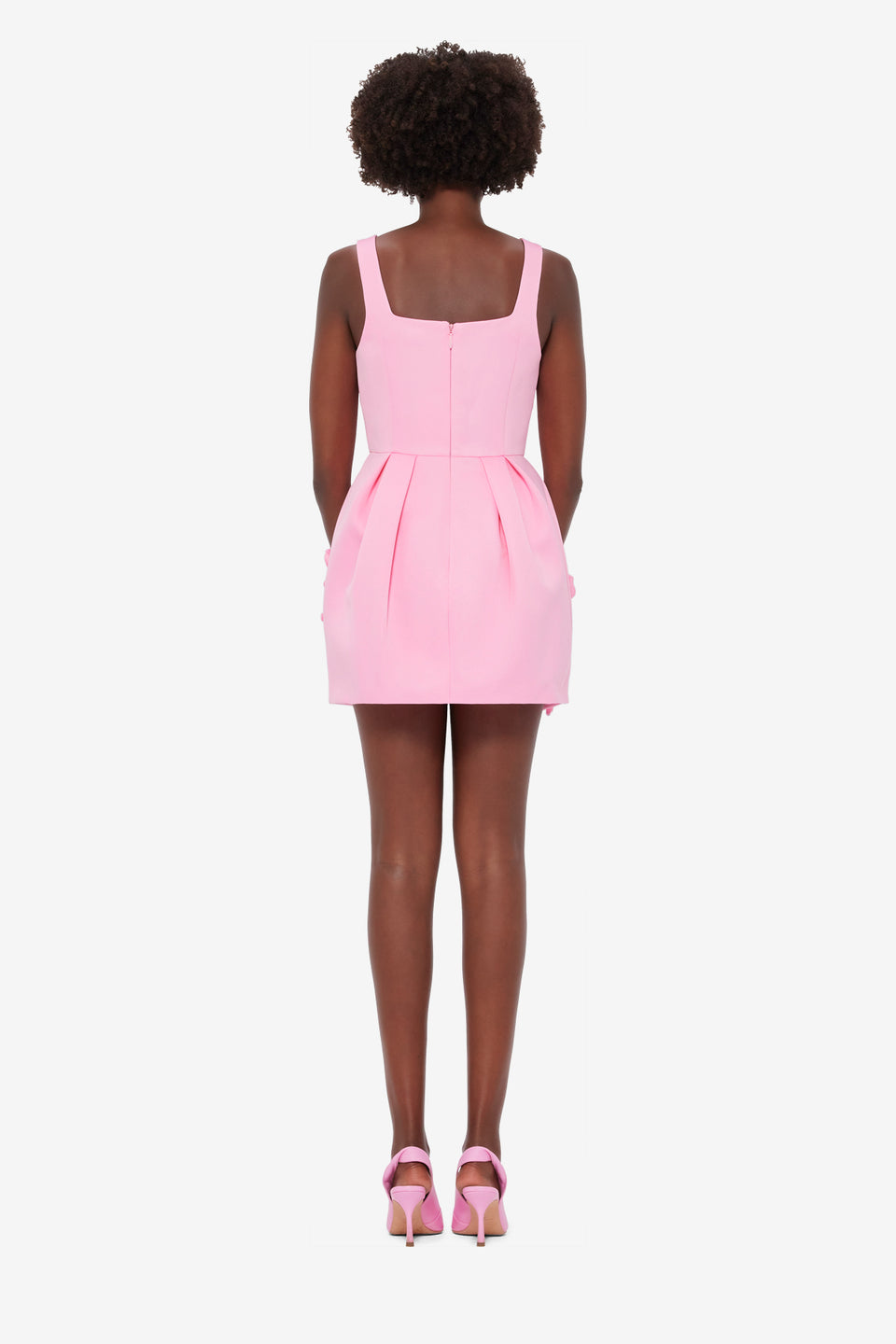 Exclusive LEO LIN Piper Floral Applique Bell Shape Mini Dress - Baby Pink