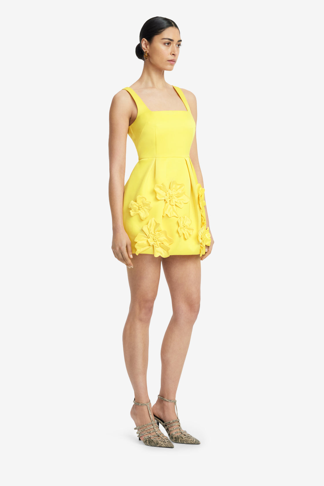 Exclusive LEO LIN Piper Floral Applique Bell Shape Mini Dress - Sunshine