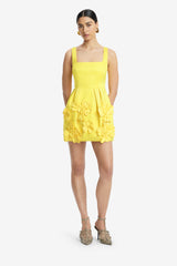 Piper Floral Appliqué Bell Shape Mini Dress - Sunshine Dress Mini