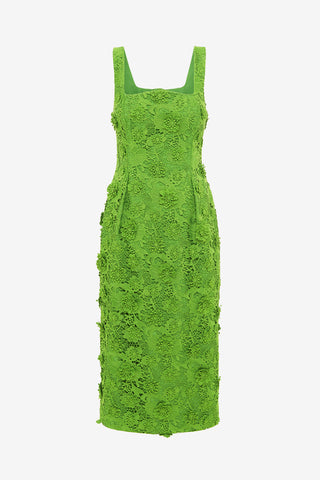 Exclusive LEO LIN Larissa Lace Midi Dress - Fern