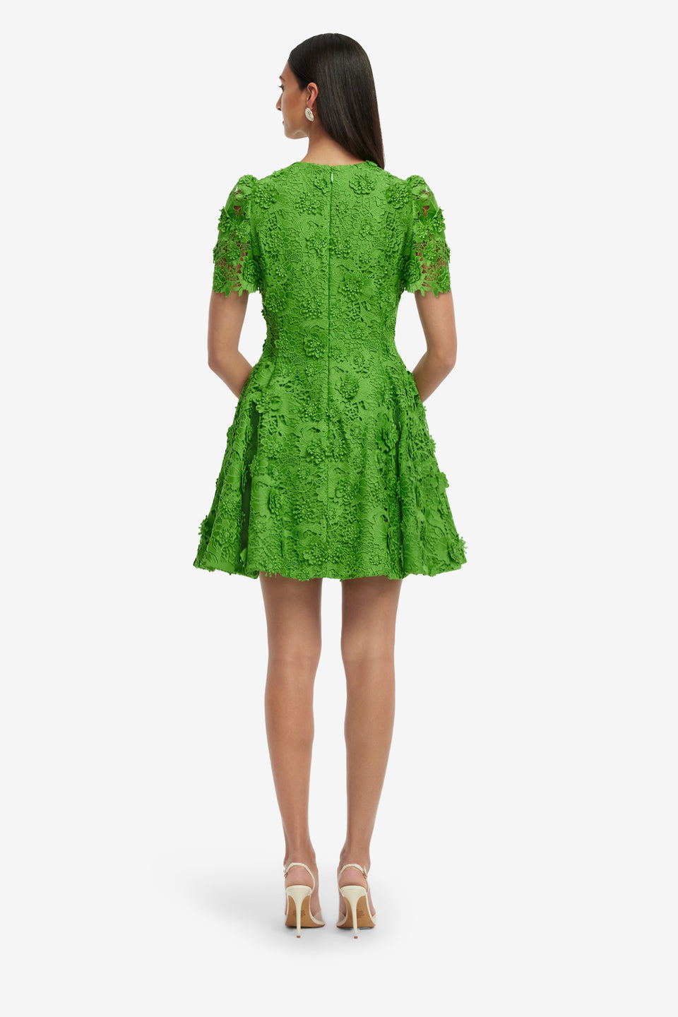 Exclusive LEO LIN Elyse Lace Short Sleeve Mini Dress - Fern