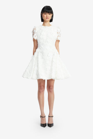 Exclusive LEO LIN Elyse Lace Short Sleeve Mini Dress - Vanilla