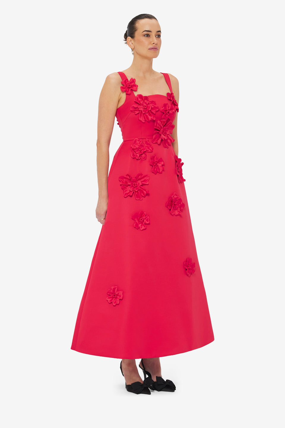 Exclusive LEO LIN Rianne Floral Appliqué Maxi Dress - Rosa