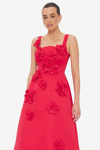 Exclusive LEO LIN Rianne Floral Appliqué Maxi Dress - Rosa