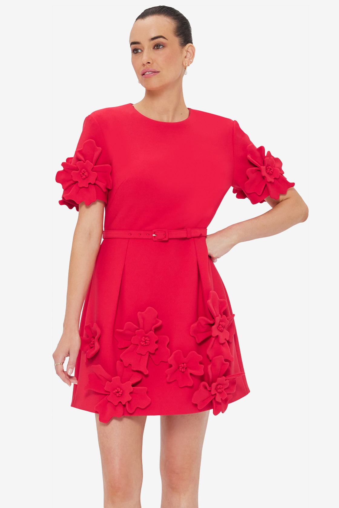 Exclusive LEO LIN Aurelie Floral Appliqué Mini Dress - Rosa