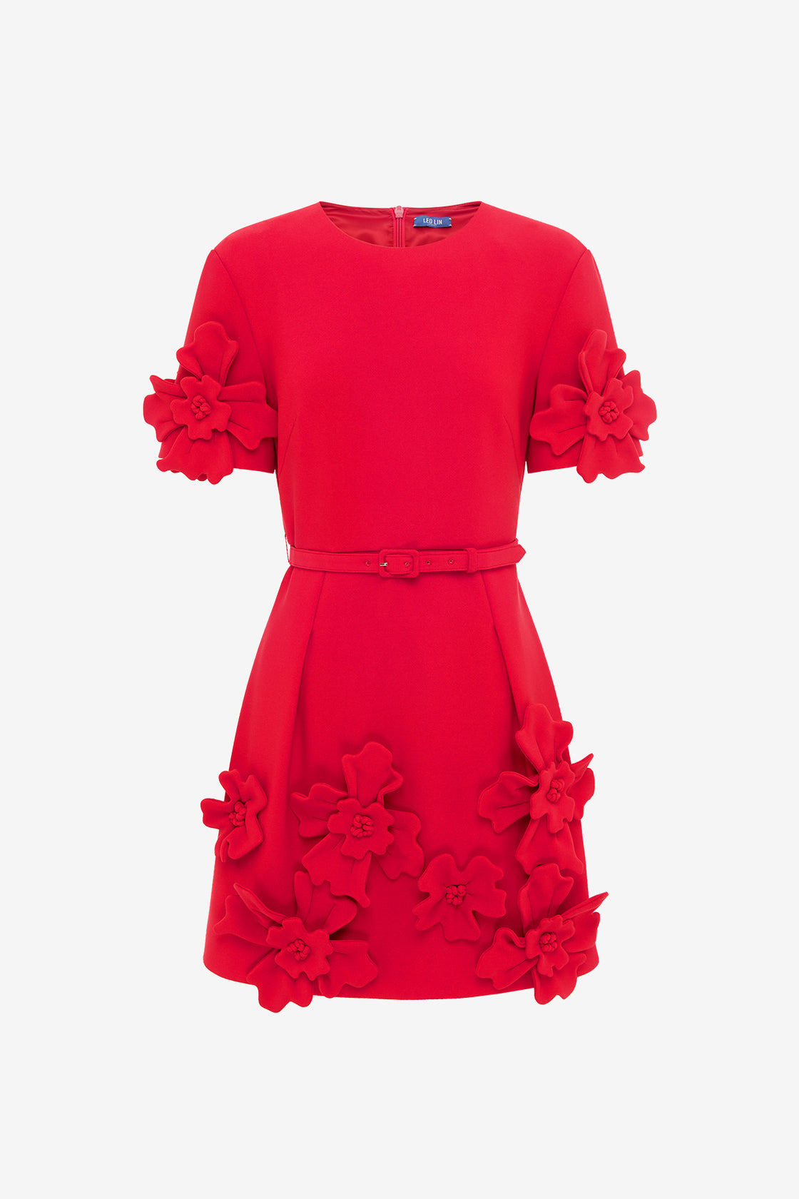 Aurelie Floral Appliqu Mini Dress - Rosa LEO LIN Aurelie Floral Appliqu Mini Dress - Rosa LEO LIN