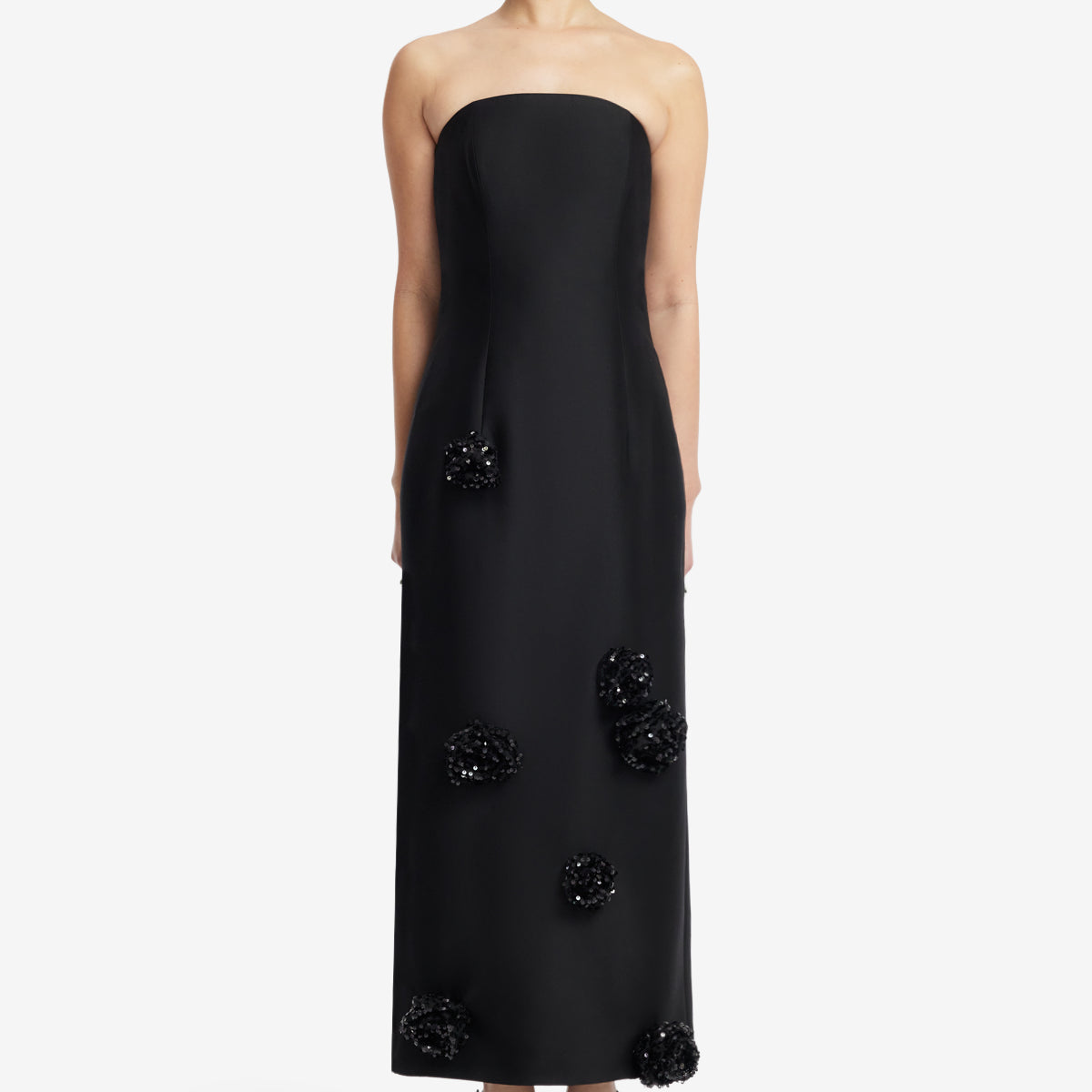 Rayna Embellished Wool Blend Bustier Maxi Dress - Ebony