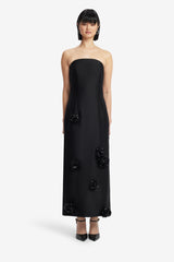 Rayna Embellished Wool Blend Bustier Maxi Dress - Ebony Dress Maxi