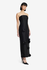Rayna Embellished Wool Blend Bustier Maxi Dress - Ebony Dress Maxi