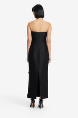 Rayna Embellished Wool Blend Bustier Maxi Dress - Ebony Dress Maxi