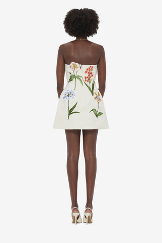 Exclusive LEO LIN Rosario Velvet Mini Dress - Botanical Print in Snow