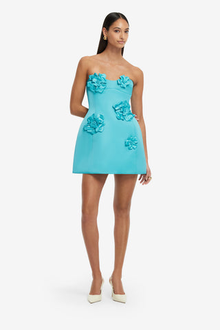 Exclusive LEO LIN Rosario Petal Bustier Mini Dress - Aqua