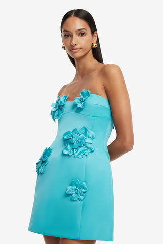Exclusive LEO LIN Rosario Petal Bustier Mini Dress - Aqua