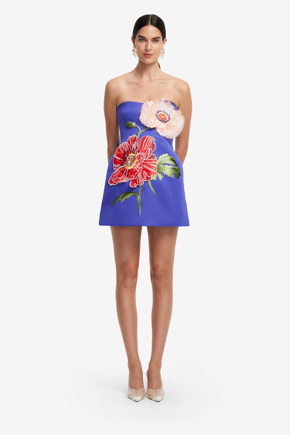 Exclusive LEO LIN Rosario Appliqué Floral Bustier Mini Dress - Lapis