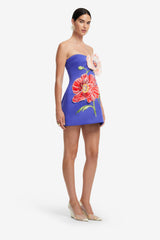 Rosario Appliqué Floral Bustier Mini Dress - Lapis Dress Mini