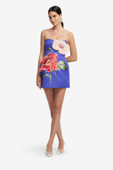 Rosario Appliqué Floral Bustier Mini Dress - Lapis Dress Mini