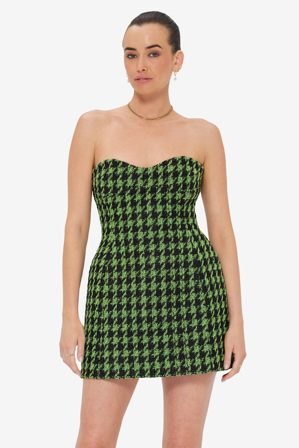 Exclusive LEO LIN Rosario Tweed Mini Dress - Houndstooth