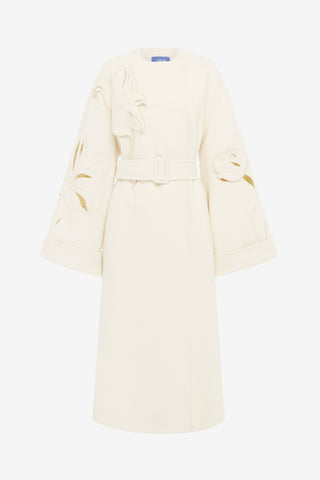 Exclusive LEO LIN Celestine Appliqué Wool Blend Coat - Snow