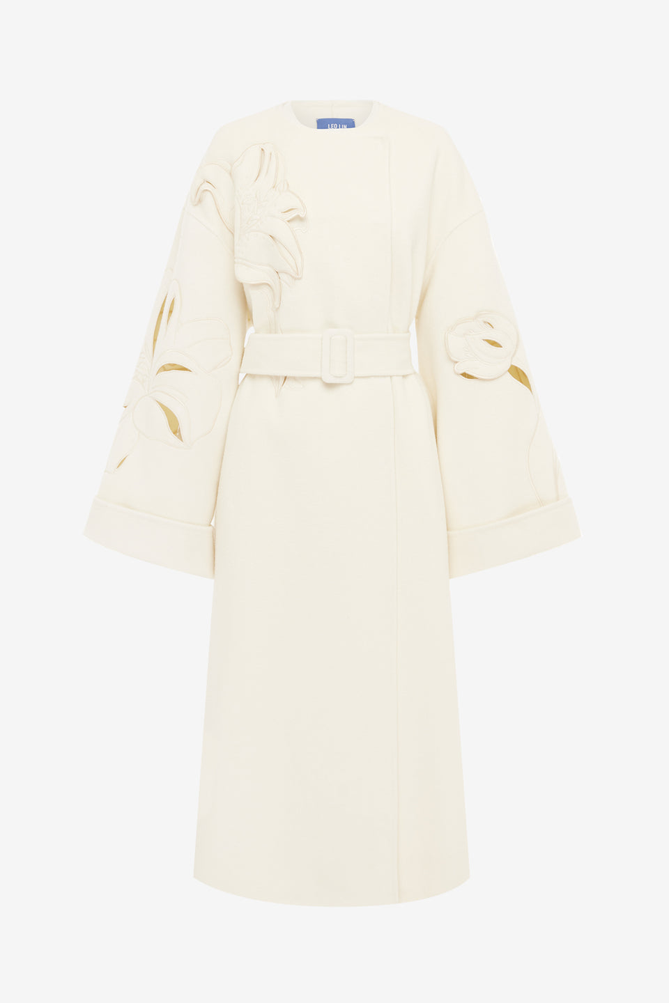 Exclusive LEO LIN Celestine Appliqué Wool Blend Coat - Snow