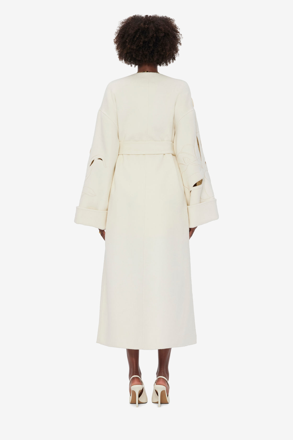 Exclusive LEO LIN Celestine Appliqué Wool Blend Coat - Snow