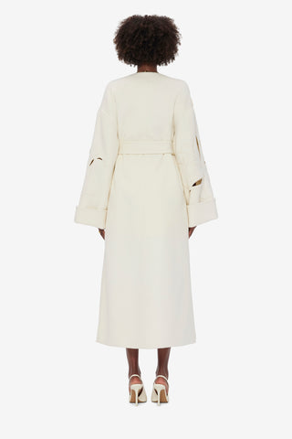 Exclusive LEO LIN Celestine Appliqué Wool Blend Coat - Snow