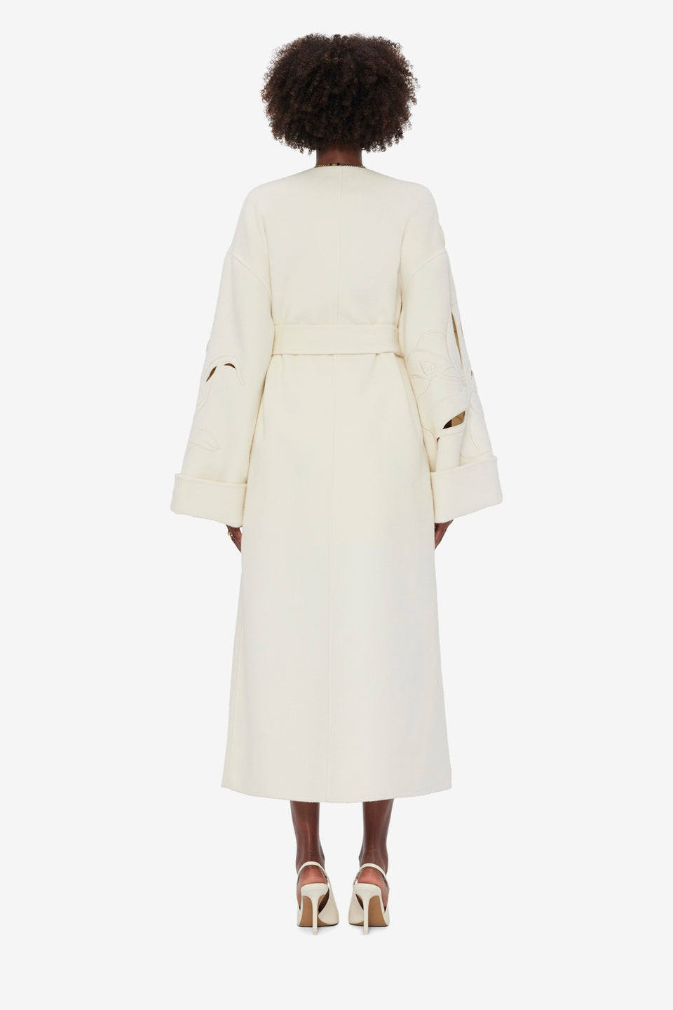 Exclusive LEO LIN Celestine Appliqué Wool Blend Coat - Snow