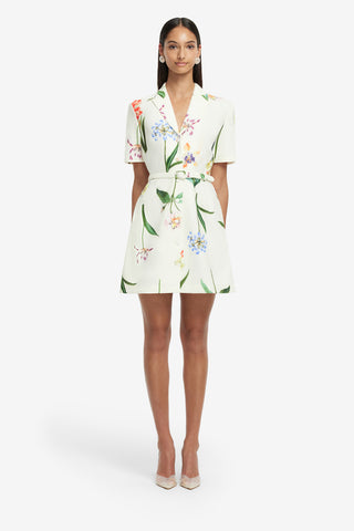 Exclusive LEO LIN Brigitte Mini Dress - Botanical Print in Snow