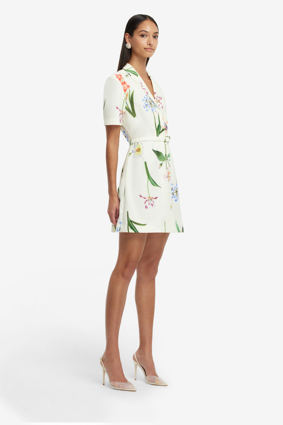 Exclusive LEO LIN Brigitte Mini Dress - Botanical Print in Snow