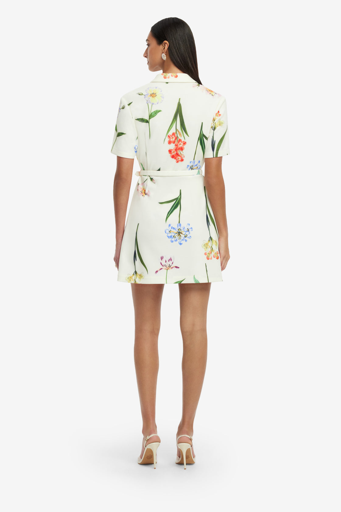 Exclusive LEO LIN Brigitte Mini Dress - Botanical Print in Snow