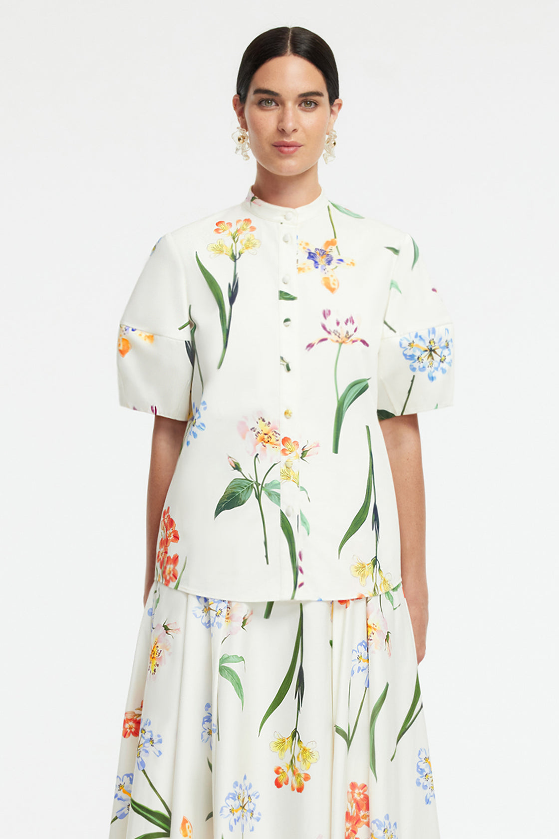 Exclusive LEO LIN Jemma Blouse - Botanical Print in Snow